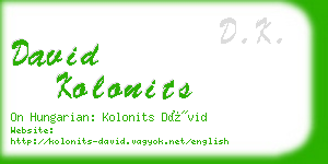 david kolonits business card